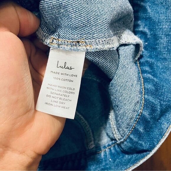 LuLu's Flawless Trend Medium Wash Denim Long Sleeve Mini Dress size XS NEW - Picture 4 of 8